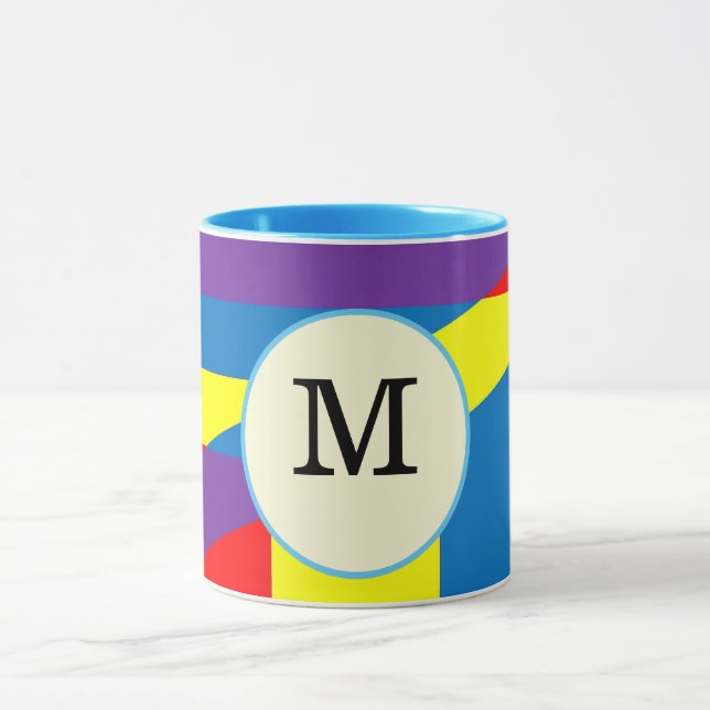 Mug Conception d'étiquette de monogramme abstrait colo (Centre)