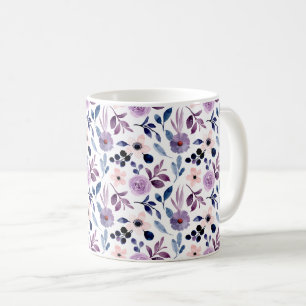 Mug Conception florale délicate avec feuilles de lavan