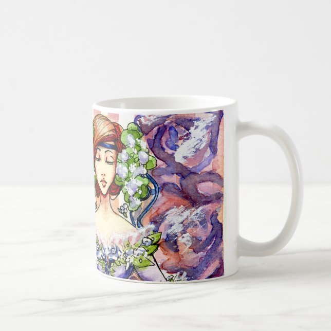 Mug Conception florale victorienne d'aquarelle (Droite)
