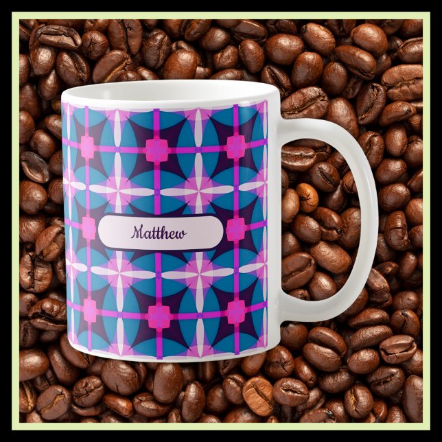 Mug Conception géométrique rétro en rose, violet et bl (Créateur téléchargé)