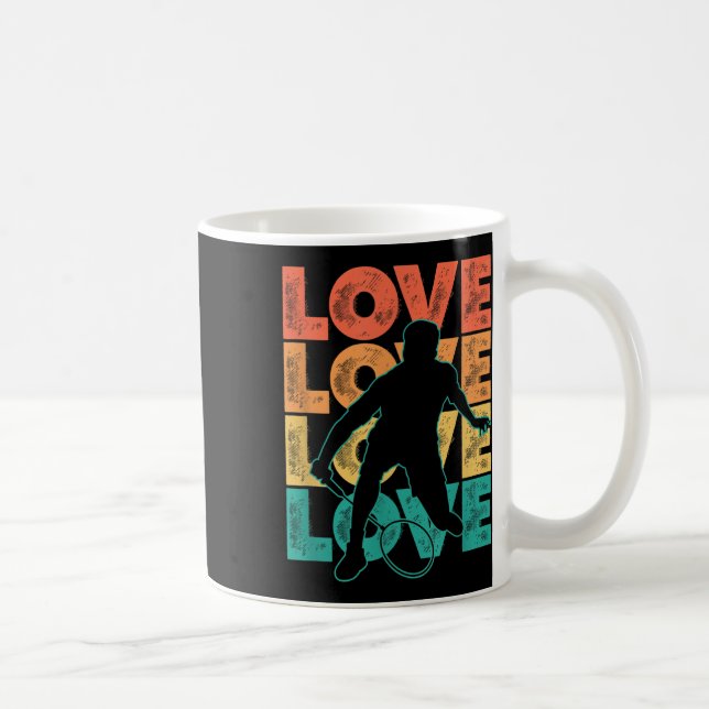 Mug Conception Graphique Thème Rétro J'adore Badminton (Droite)