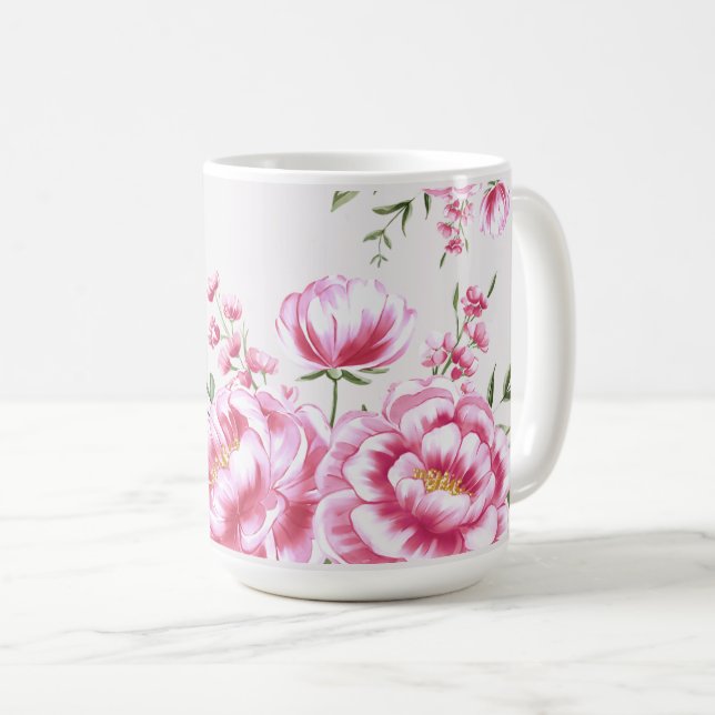 Mug Conception Moderne de Fleurs de Rose (Devant droit)