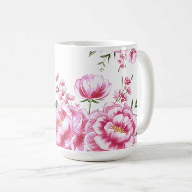 Mug Conception Moderne de Fleurs de Rose (Devant droit)