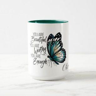 Mug Conception Papillon avec Citation Empowering sur l