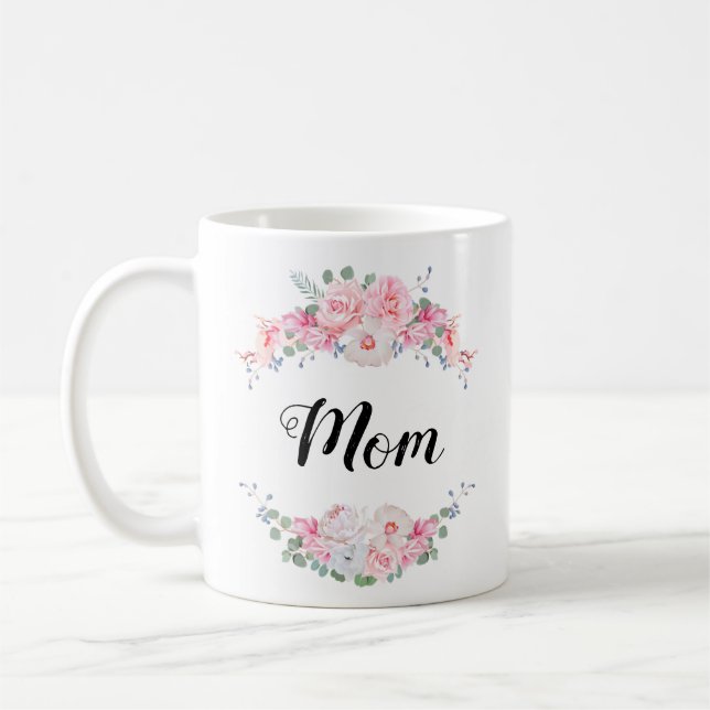 Mug Conception personnalisée avec la frontière florale (Gauche)