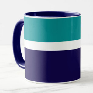 Mug Conception turquoise de blocs de couleur bleu blan