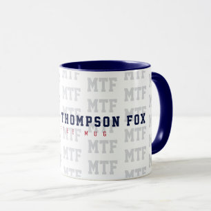 Mug concevoir un monogrammed, nom + initiales, bleu