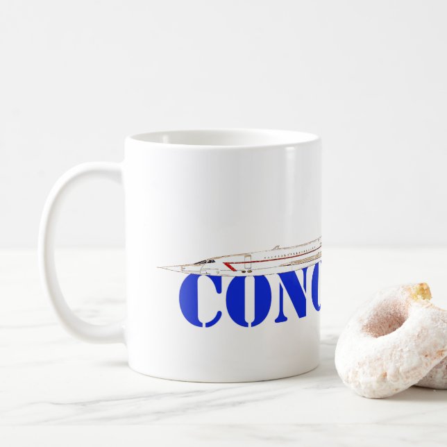 Mug Concorde Jet with Bold Blue Text (Avec donut)