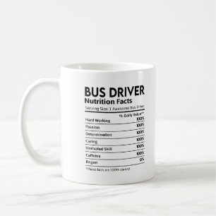 Mug Conducteur de bus Cadeau nutritionnel Étiquette