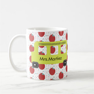 Mug Conducteur de bus scolaire motif pomme jaune