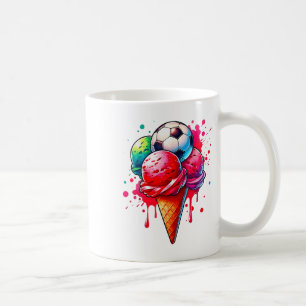 Mug Cône D'Aquarelle De Crème De Glacée De Football Av
