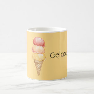 Mug Cône de glace italienne rouge jaune gelato