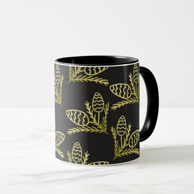 Mug Cône de Pin Moderne Rustique (Devant droit)