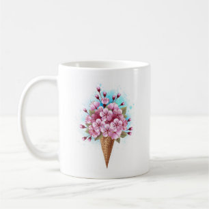 Mug Cône rose Sakura crème glacée gaufre