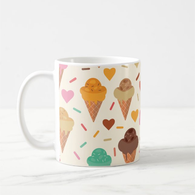 Mug Cônes de glace mignons avec des cœurs  (Gauche)