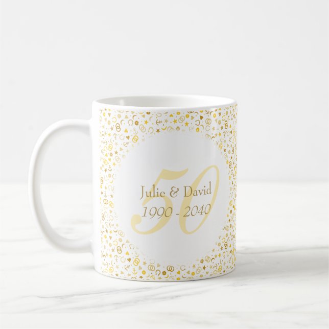 Mug Confetti d'or du 50e anniversaire du Mariage (Gauche)