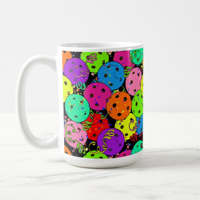Mug Confettis et ballons de la fête du ickleball sur n (Gauche)