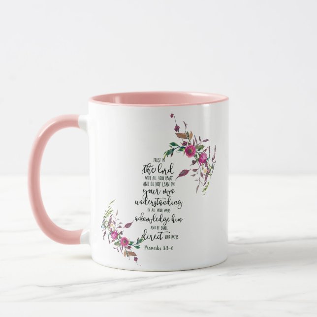 Mug Confiance dans le Seigneur floral (Gauche)