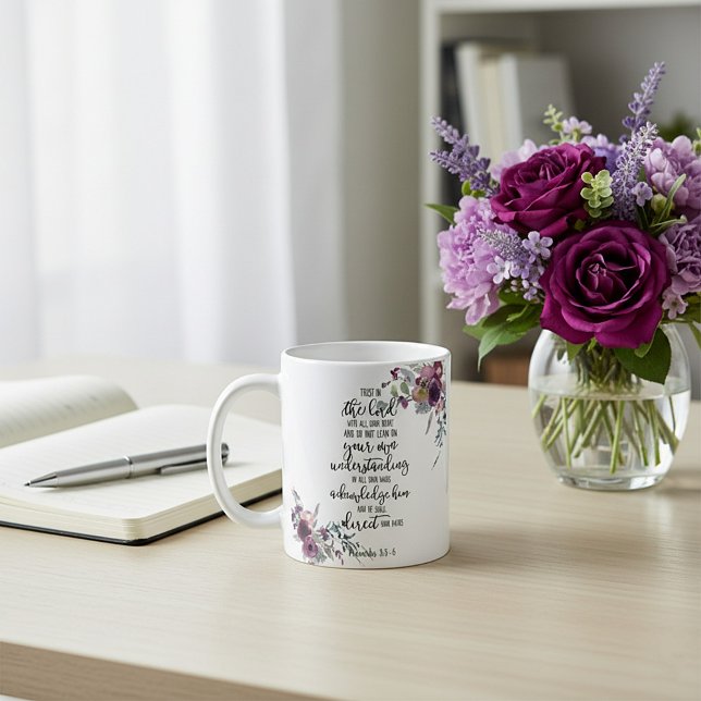 Mug Confiance dans le Seigneur floral (Créateur téléchargé)