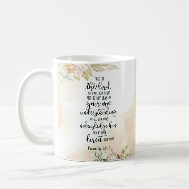 Mug Confiance dans le Seigneur floral (Gauche)