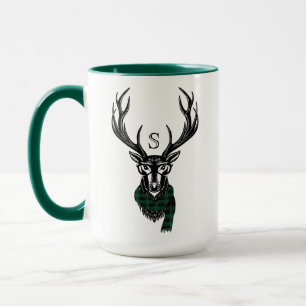 Mug Confortable et chaleureux   Monogramme de cerfs de