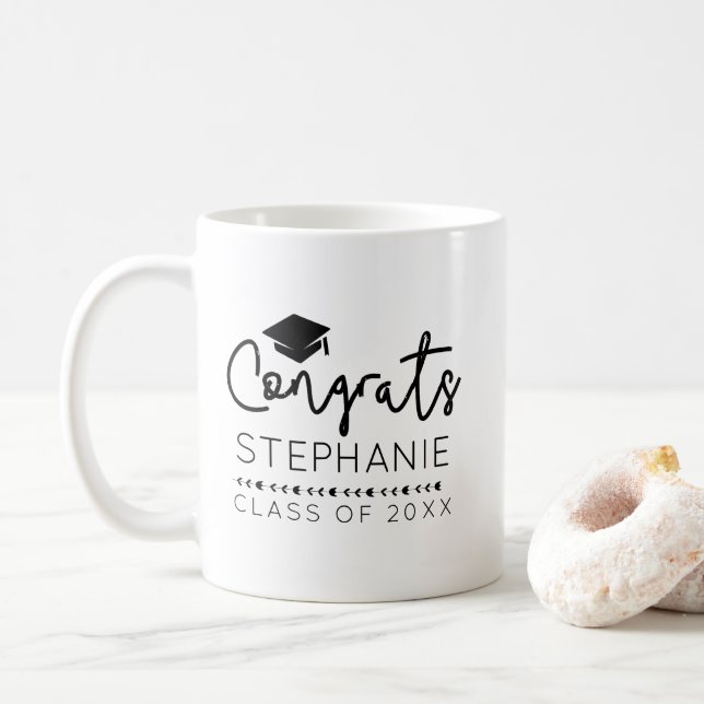Mug Congrats Modernes Grad Graduation Cap Café (Avec donut)
