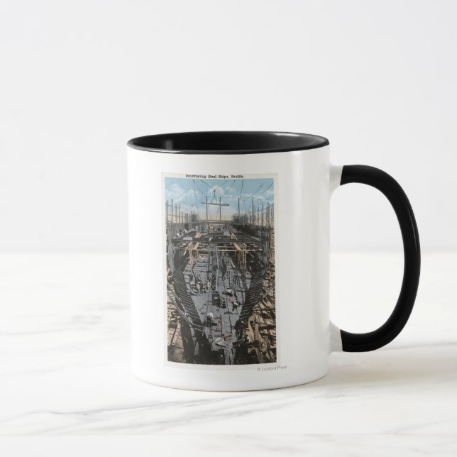 Mug Construction d'une scène de navire en acier (Droite)