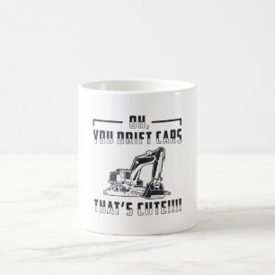 Mug Construction Worker Excavator Drift Cars Cute Dig