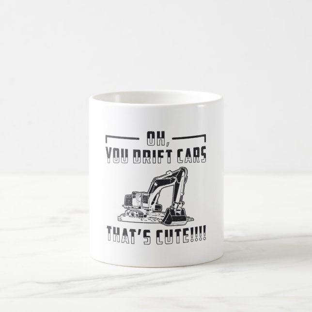 Mug Construction Worker Excavator Drift Cars Cute Dig (Centre)
