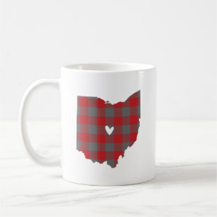 Mug Contour de l'Ohio de plaid de Buffalo d'écarlate