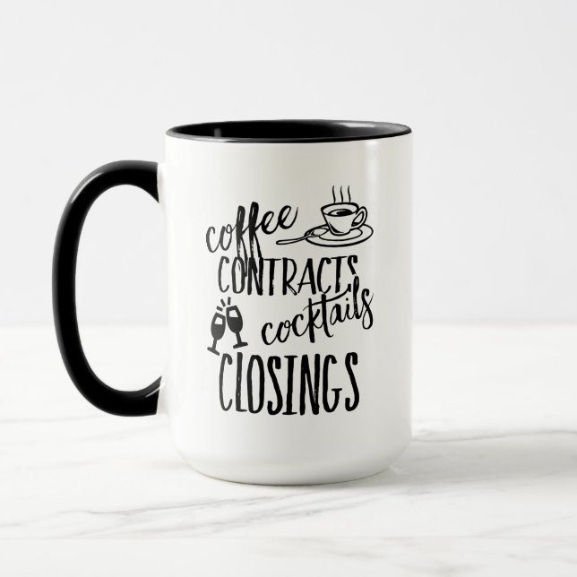Mug Contrats de café Cocktails Fermeture Immobilier (Gauche)
