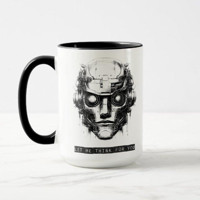 Mug Contrôle de l'esprit Cyberpunk Robot Black Print (Gauche)