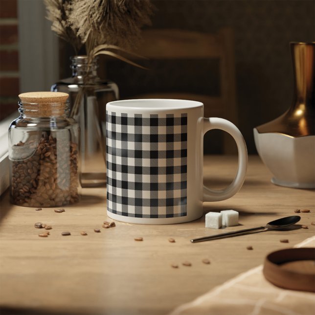 Mug Contrôle noir et blanc plaid (Créateur téléchargé)