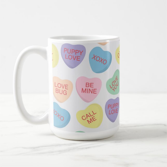Mug Conversation de la Saint-Valentin Coeurs de bonbon (Gauche)