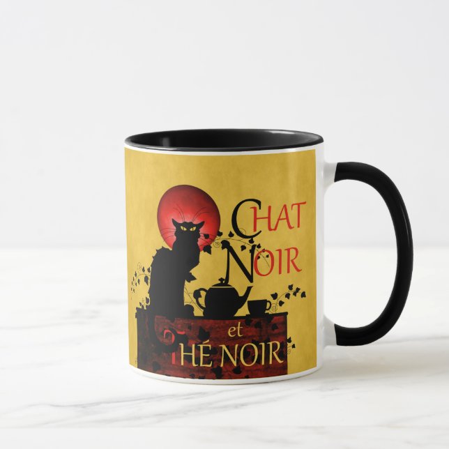 Mug Conversation Noir et Thé Noir, Thé Noir Chat (Droite)