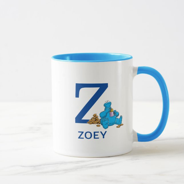 Mug Cookie Monster Manger Cookies Nom et monogramme Z (Droite)
