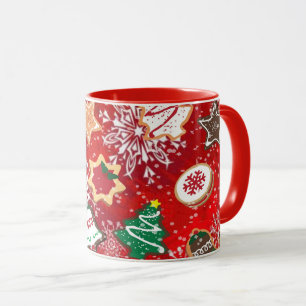 Mug Cookies de Noël et flocons de neige en rouge