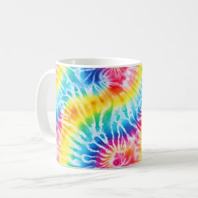 Mug Cool Aqua Rouge Bleu Jaune Orange Tie Dye (Devant gauche)