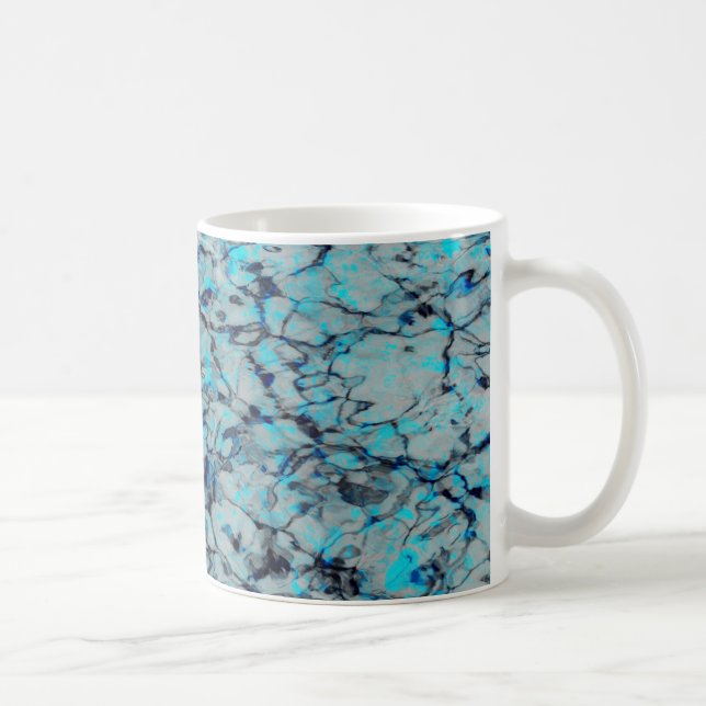 Mug Cool, art numérique moderne d'aquarelle bleue (Droite)