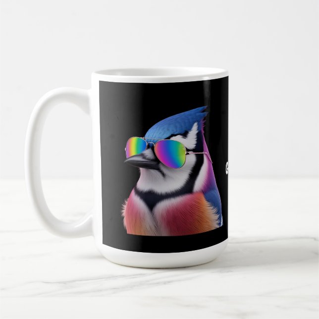 Mug Cool Bleu Jay Oiseau porter lunettes de soleil Ret (Gauche)