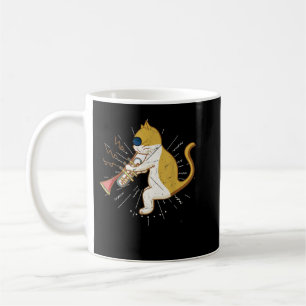 Mug Cool Cat Playing The Clarinet Design Hippy Hipster