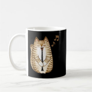 Mug Cool Cat Playing The Clarinet Design Hippy Hipster