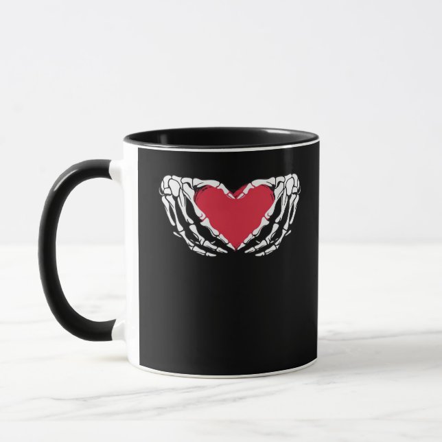 Mug Cool Classic Funny Skeleton Mains Coeur - Valentin (Gauche)