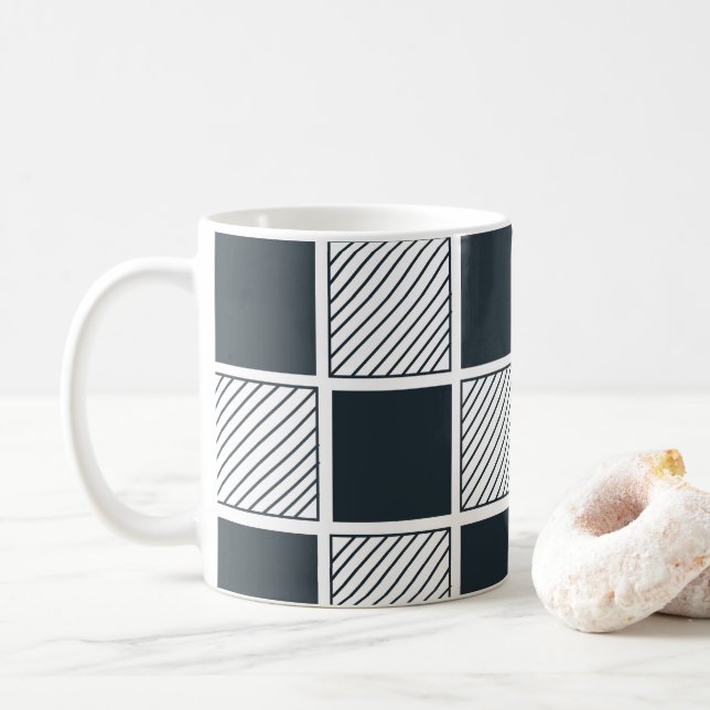 Mug Cool de tableau noir et blanc bleu marine (Avec donut)