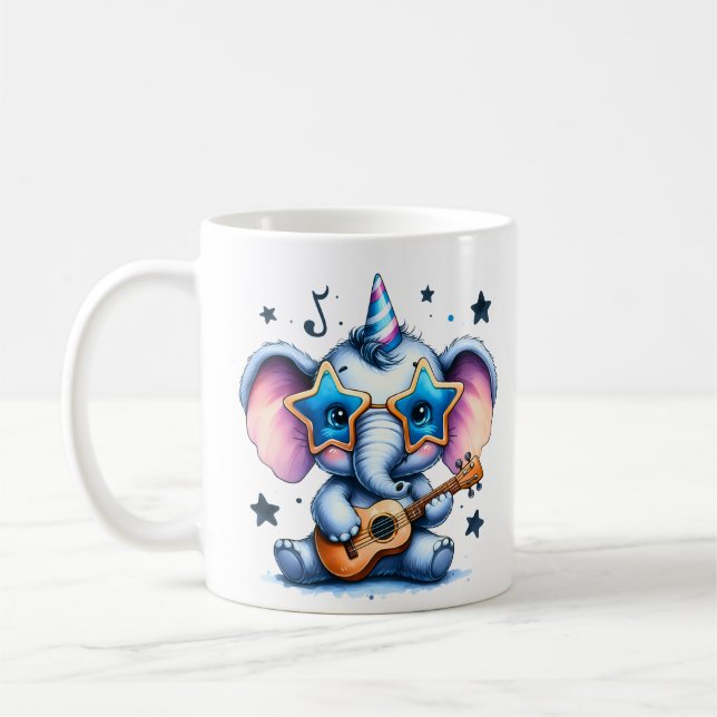 Mug Cool Elephant Music Lover Art (Gauche)