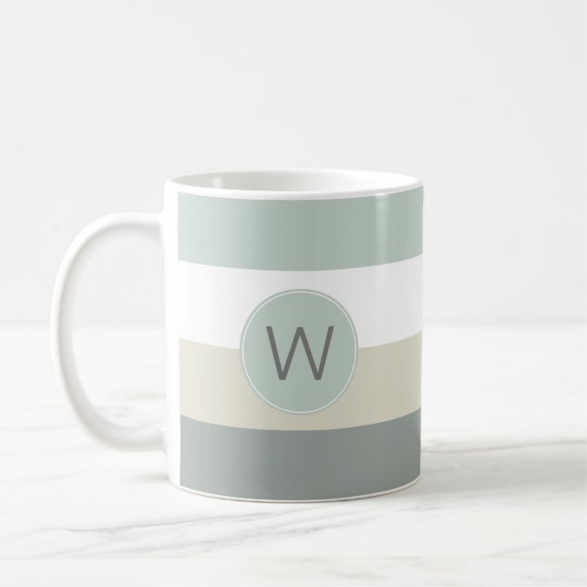Mug Cool et Motif de bandes calmes avec Monogramme (Gauche)