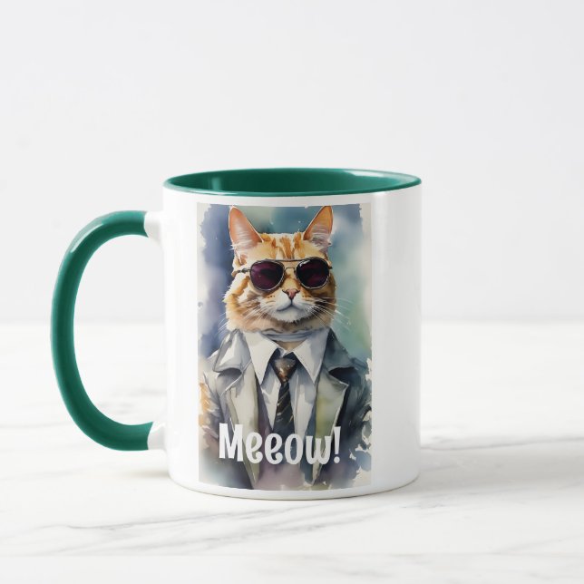 Mug Cool Funny Cat Graphic Coffee (Gauche)