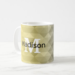 Mug Cool gris jaune Ombre motif géométrique Monogramme