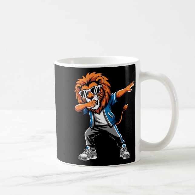 Mug Cool Lion Dabbing Gift For Men Women Boys Girls Ki (Droite)