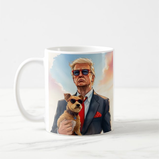 Mug Cool MAGA Cat TRUMP Tenir un chien de jolies lunet (Gauche)